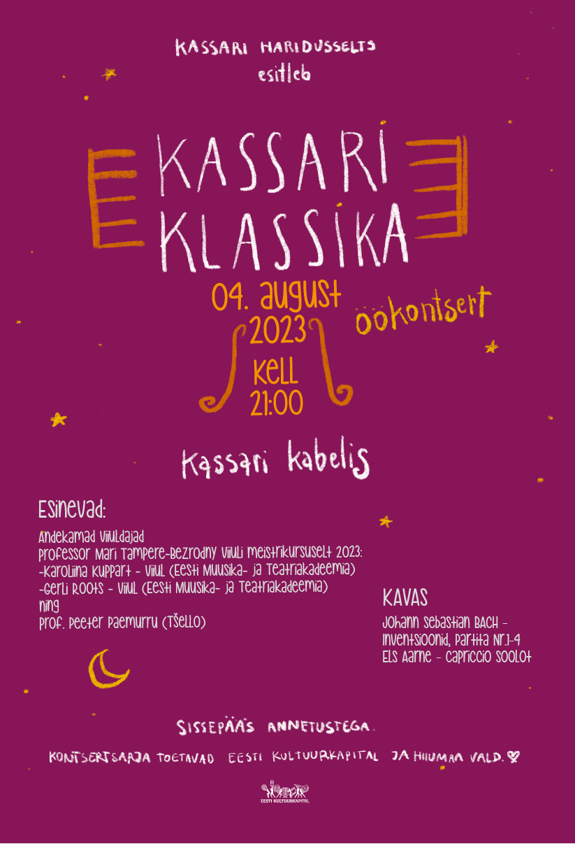Kassari Klassika öökontsert 4 august 2023 kell 21.00
