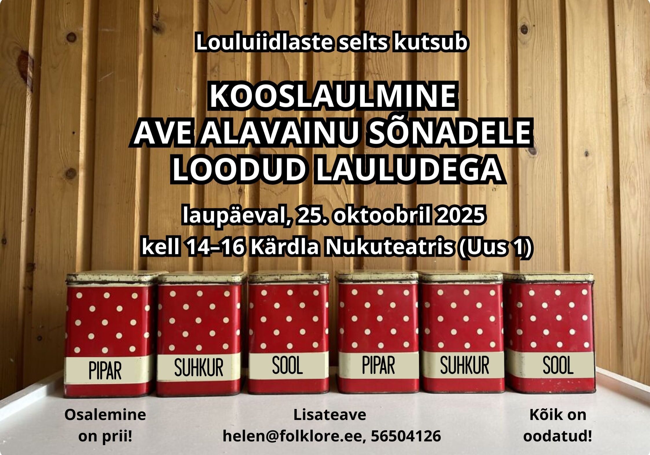 Seltskonnalaulude kooslaulmine Ave Alavainu lauludega