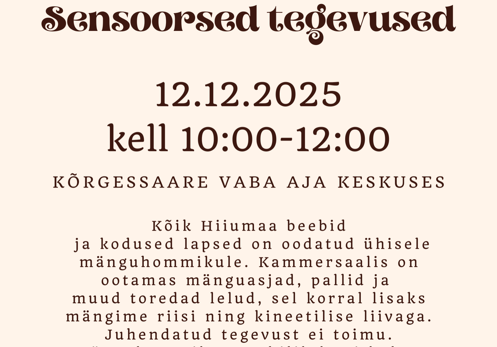 Väikelaste mänguhommik - sensoorsed tegevused