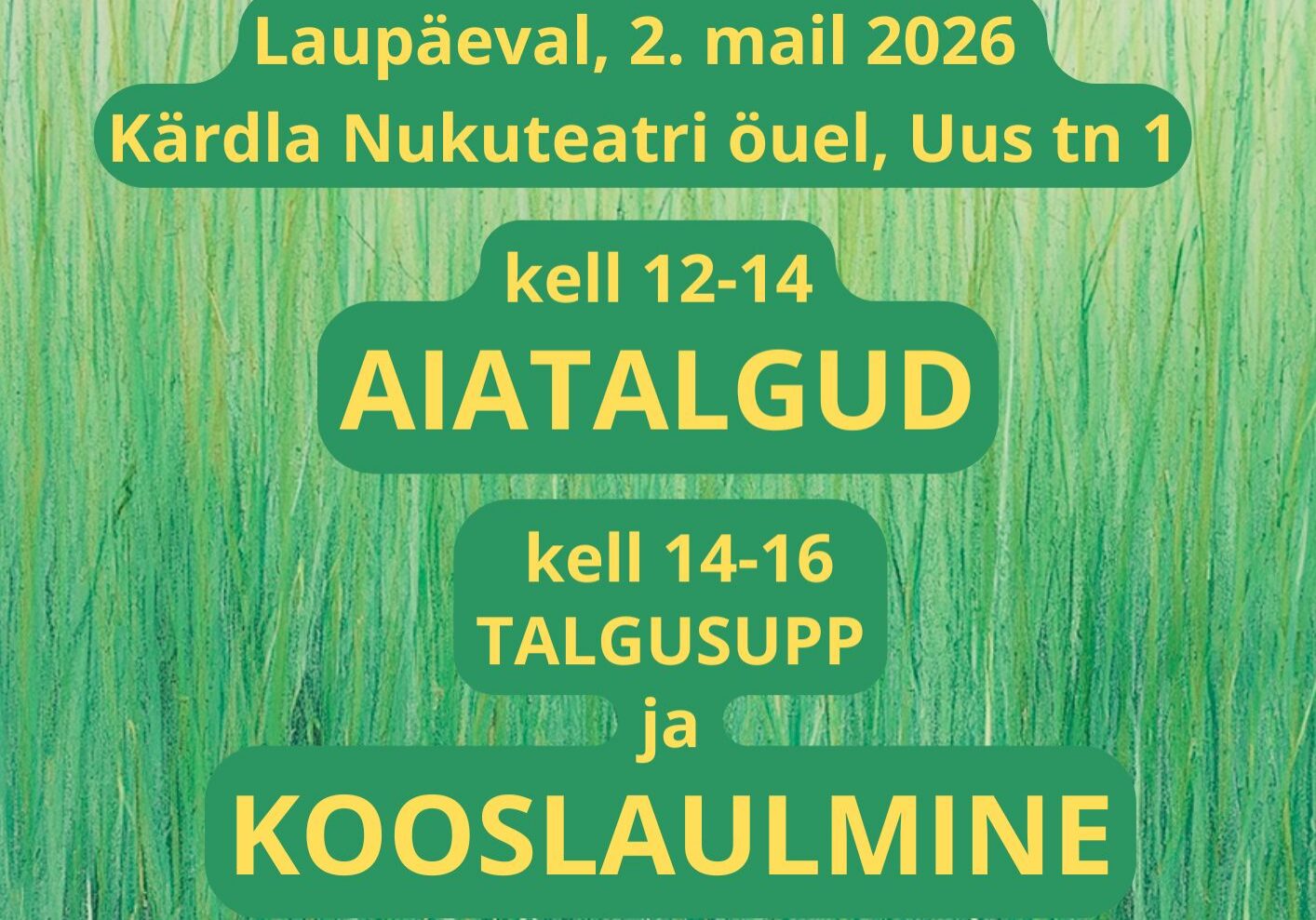 Teeme ära aiatalgud ja kooslaulmine Kärdla Nukuteatri õuel