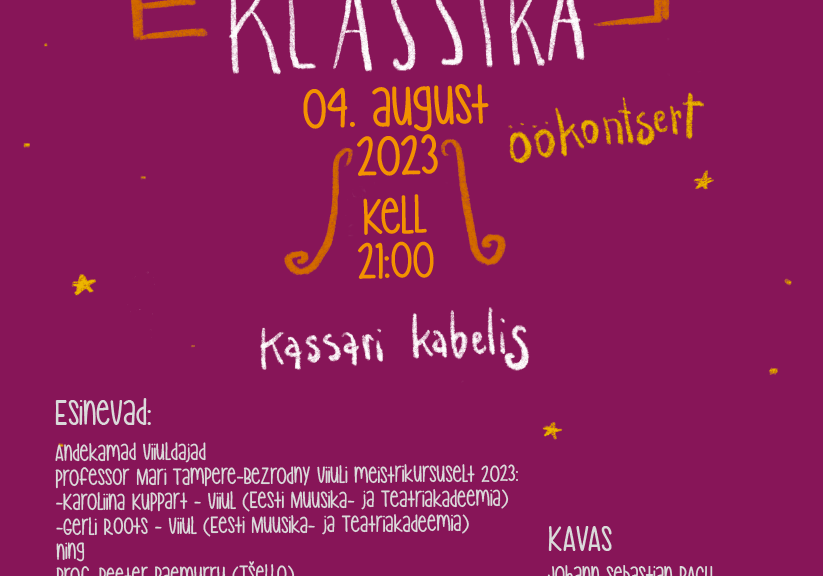 Kassari Klassika öökontsert 4 august 2023 kell 21.00