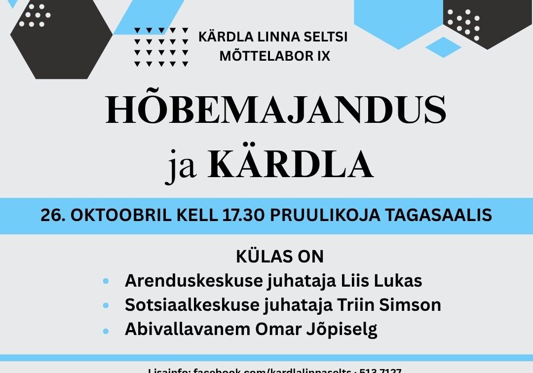 Kärdla Linna Seltsi mõttelabor "Hõbemajandus ja Kärdla"