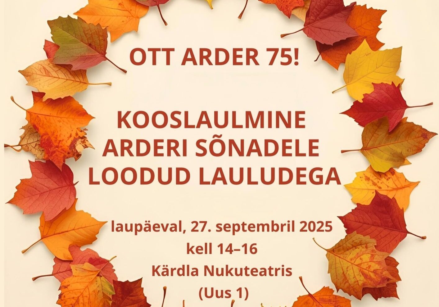 Kooslaulmine louluiidlaste seltsiga: Ott Arder 75!