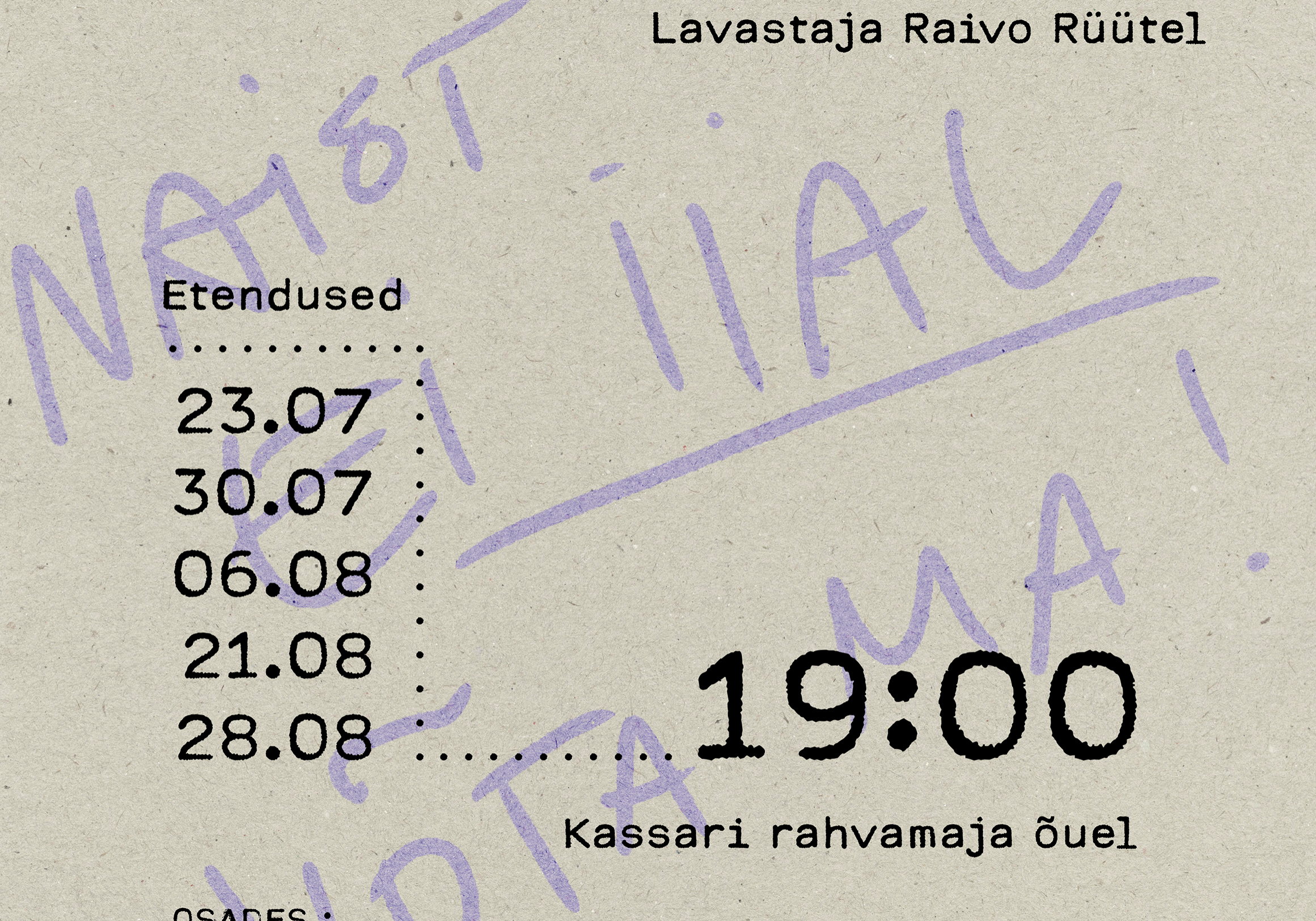 Kassari rahvamaja näitetrupp ja lavastaja Raivo Rüütel esitlevad: "Poissmehed"